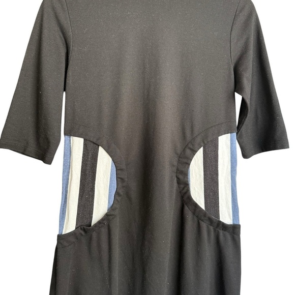 Rose Bleu Girls Black 3/4 Sleeve Dress Size 18 Blue White Stripe Detail - Picture 3 of 10